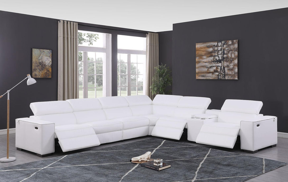 Picasso White 7-Piece 3 Power Reclining Sectional by New Era Innovations at Eve Furniture