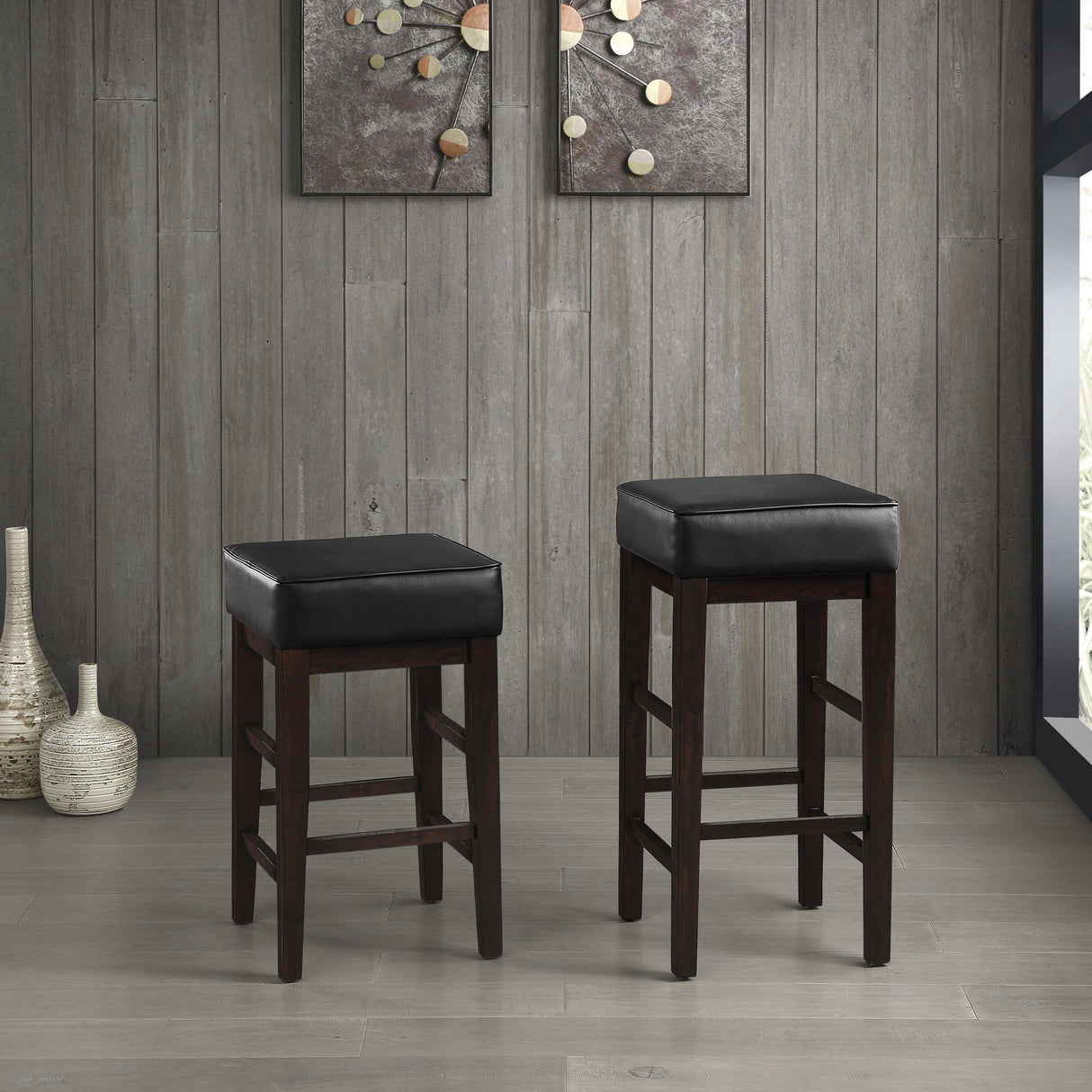 Pittsville Black/Espresso Pub Height Stool, Set of 2 by Homelegance at Eve Furniture