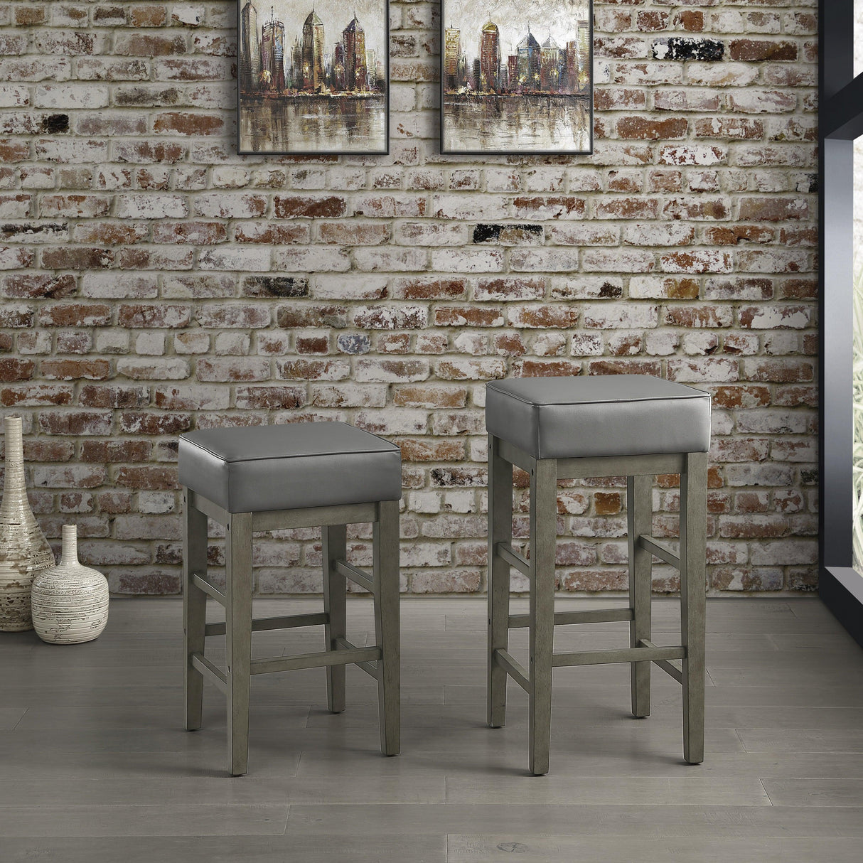 Pittsville Gray/Espresso Counter Height Stool, Set of 2 by Homelegance at Eve Furniture