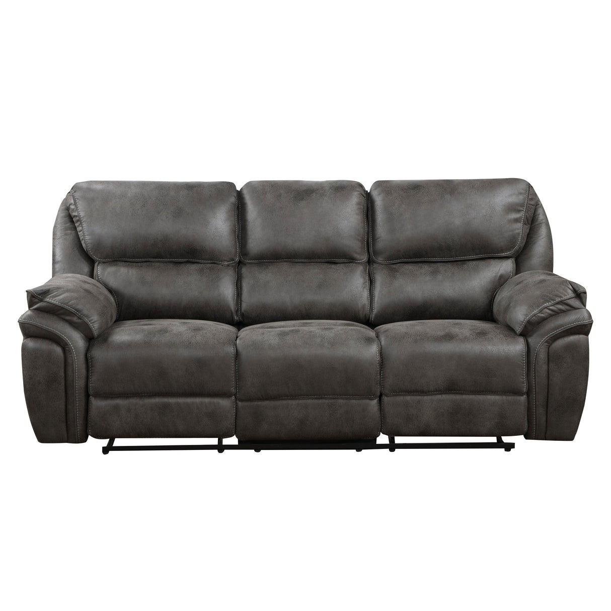Proctor Gray Microfiber Double Reclining Sofa by Homelegance at Eve Furniture