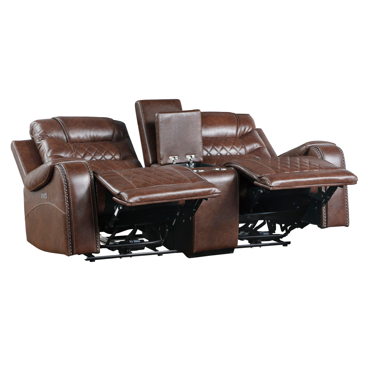 Putnam Brown Power Double Reclining Loveseat by Homelegance at Eve Furniture