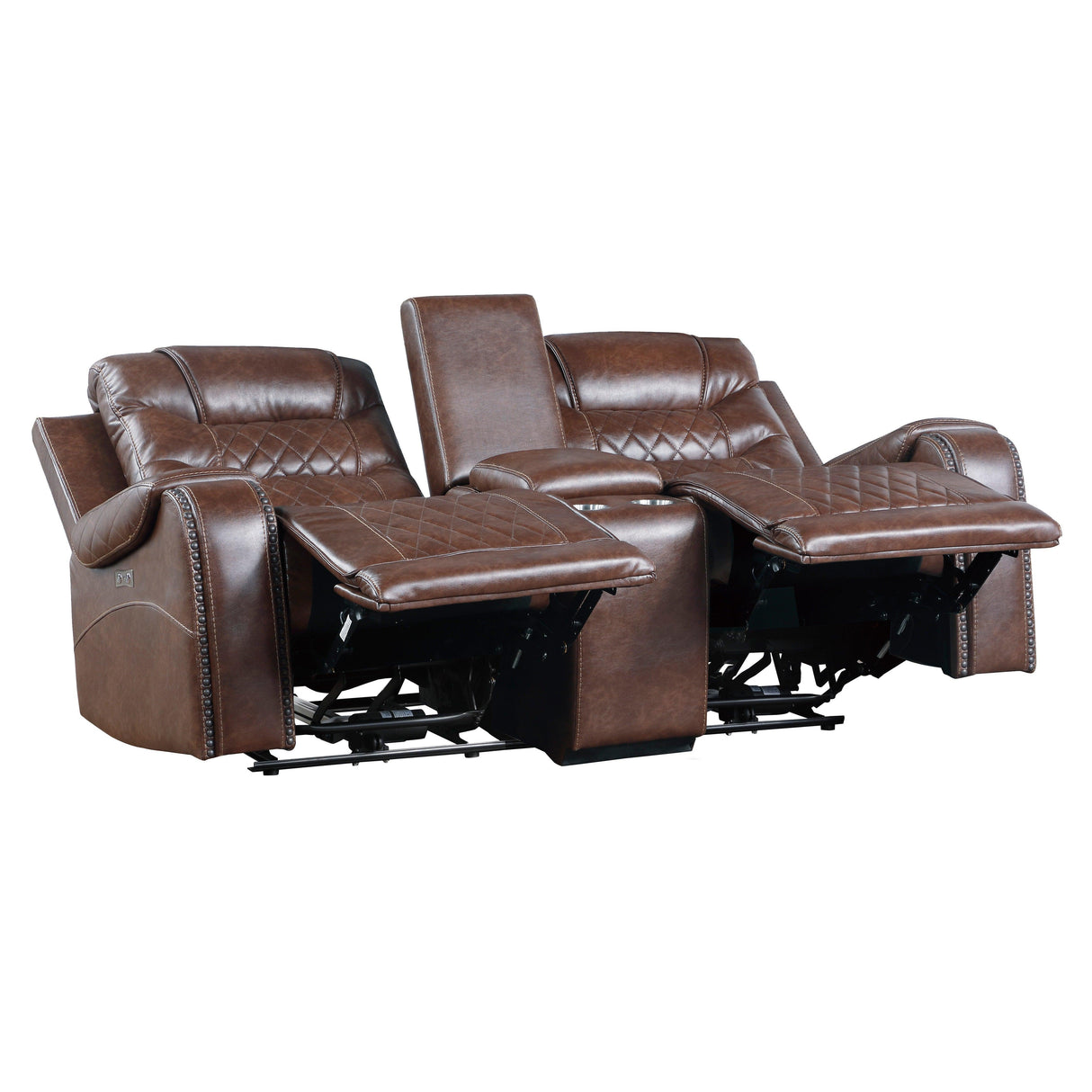 Putnam Brown Power Double Reclining Loveseat by Homelegance at Eve Furniture