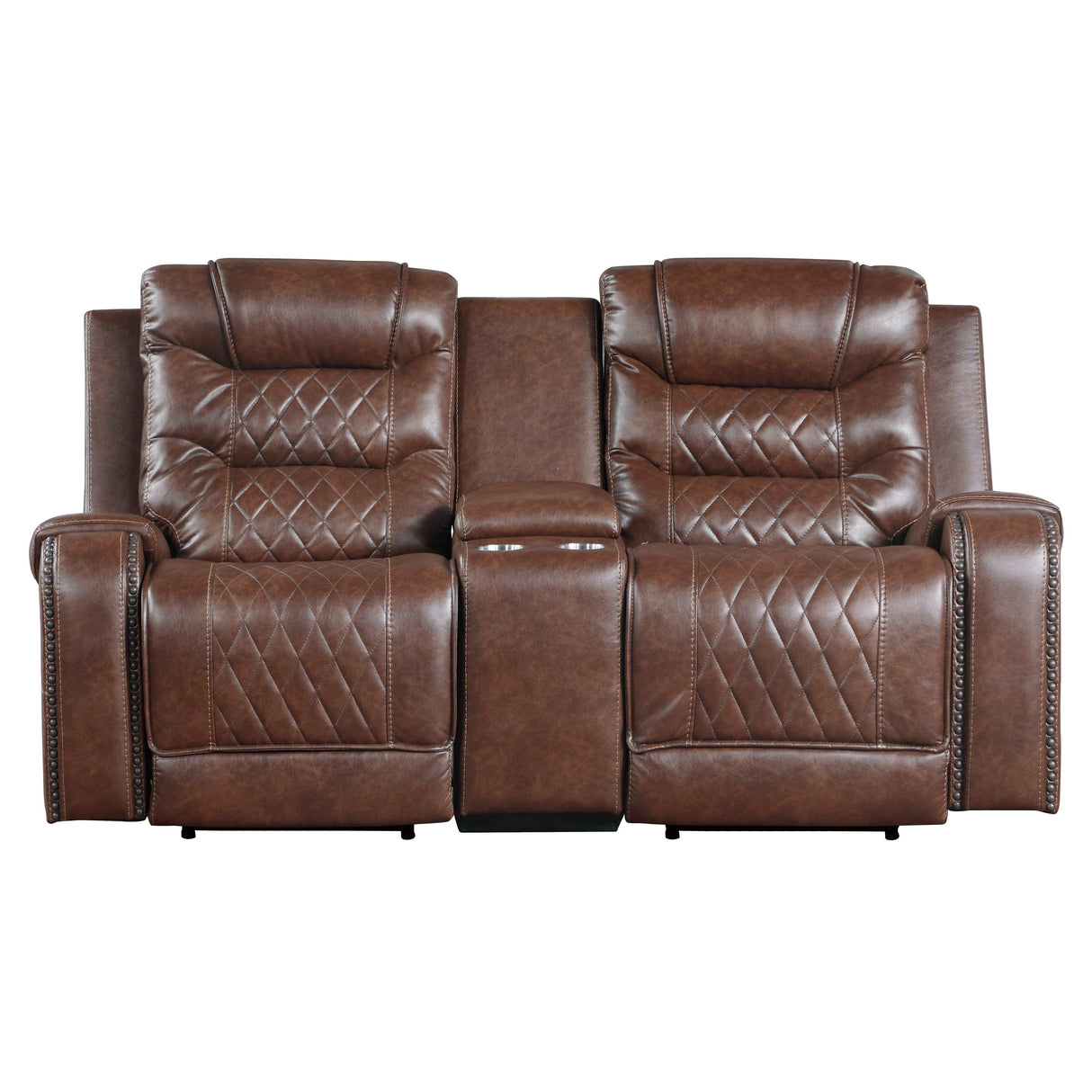 Putnam Brown Power Double Reclining Loveseat by Homelegance at Eve Furniture