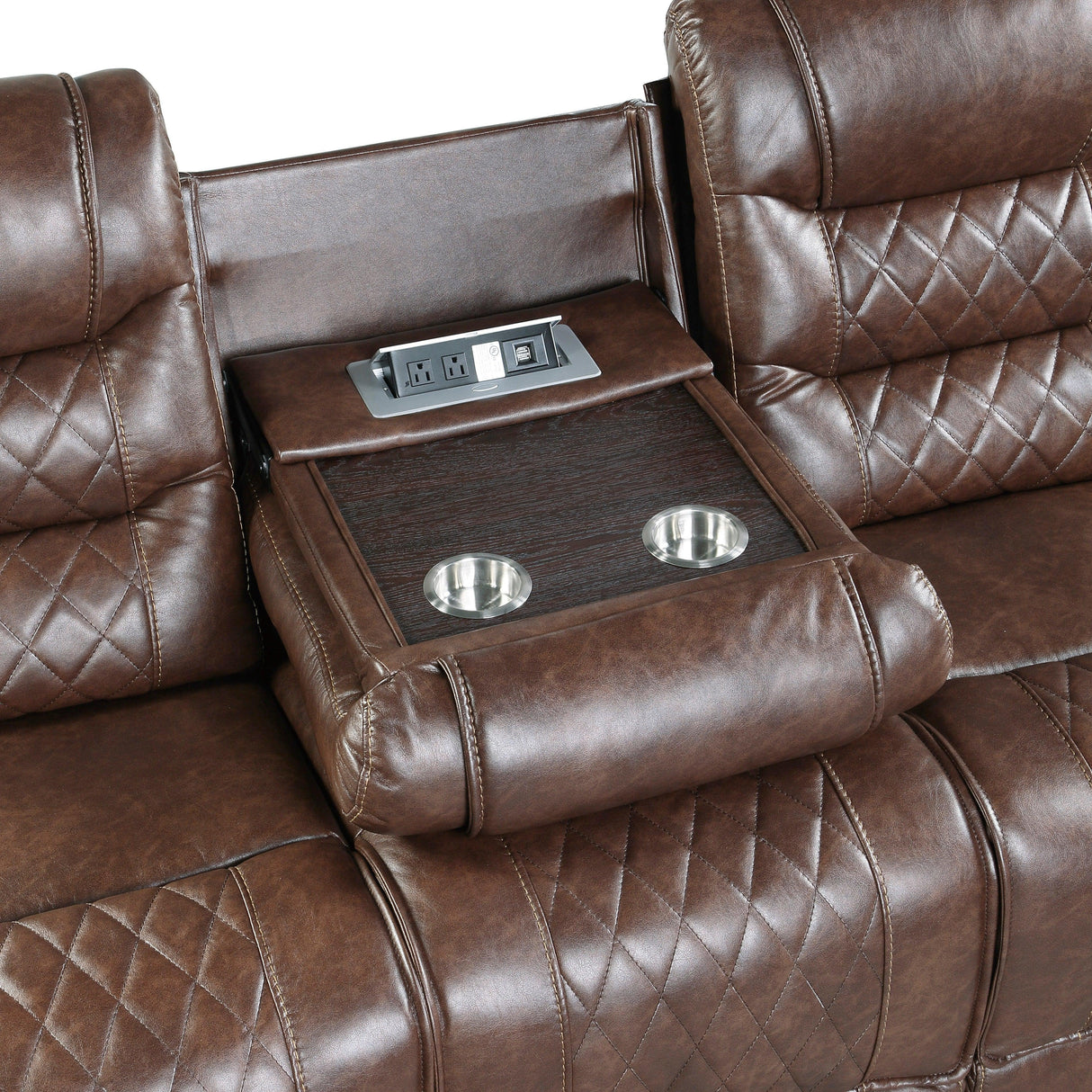 Putnam Brown Power Double Reclining Sofa by Homelegance at Eve Furniture