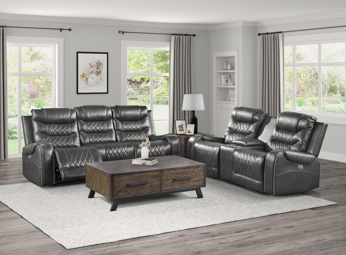 Putnam Gray Power Double Reclining Loveseat by Homelegance at Eve Furniture