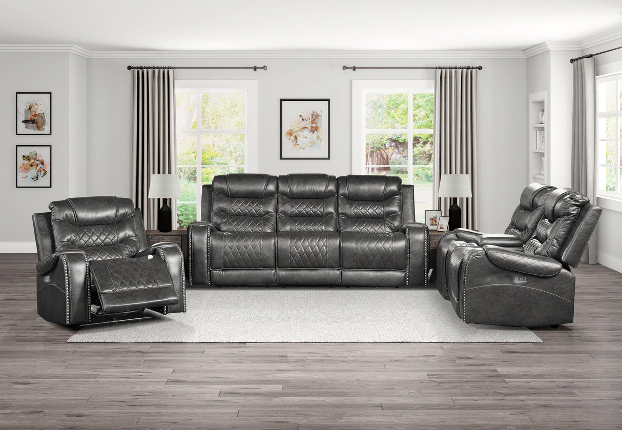 Putnam Gray Power Double Reclining Sofa by Homelegance at Eve Furniture