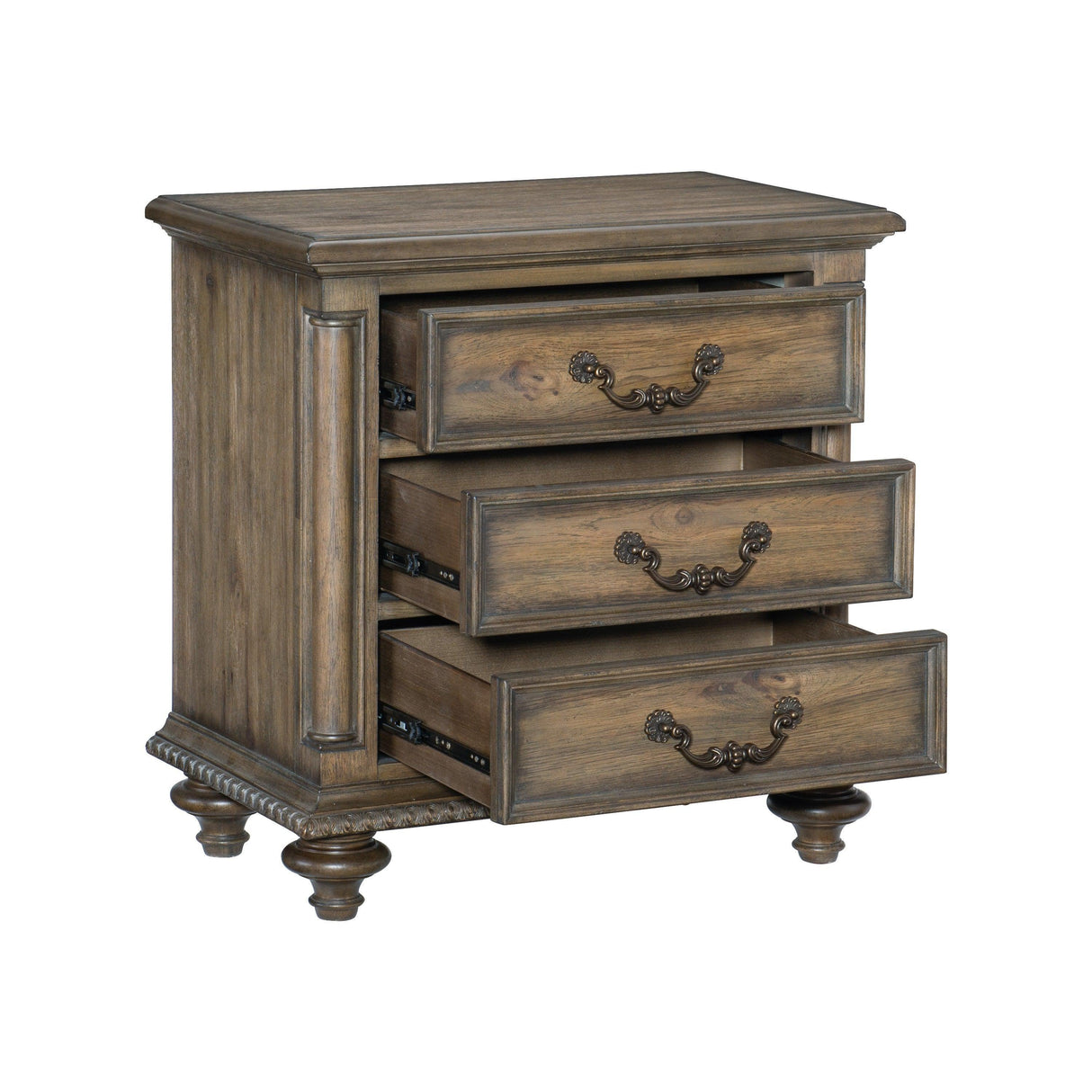 Rachelle Weathered Pecan Nightstand by Homelegance at Eve Furniture