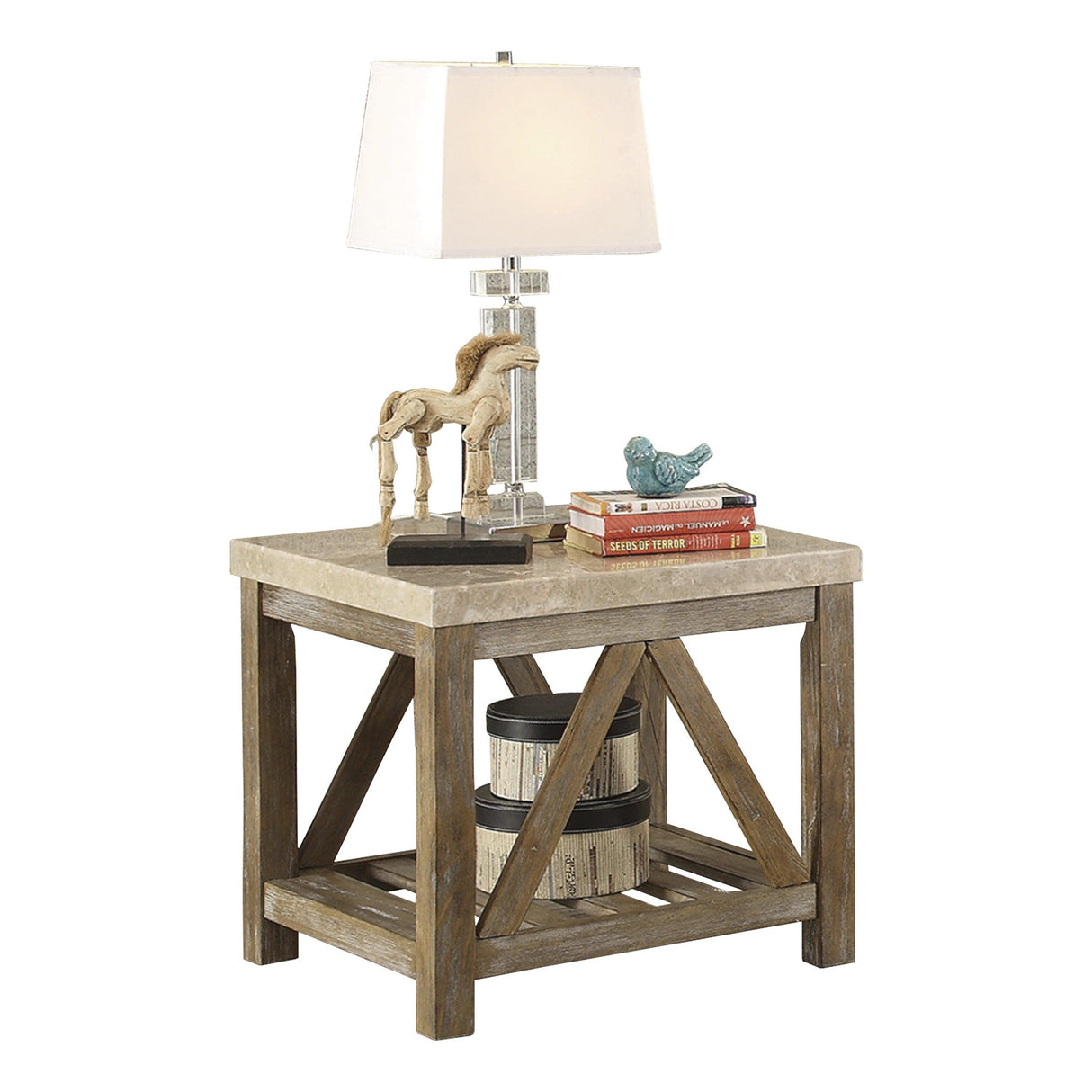 Ridley Weathered Natural End Table by Homelegance at Eve Furniture