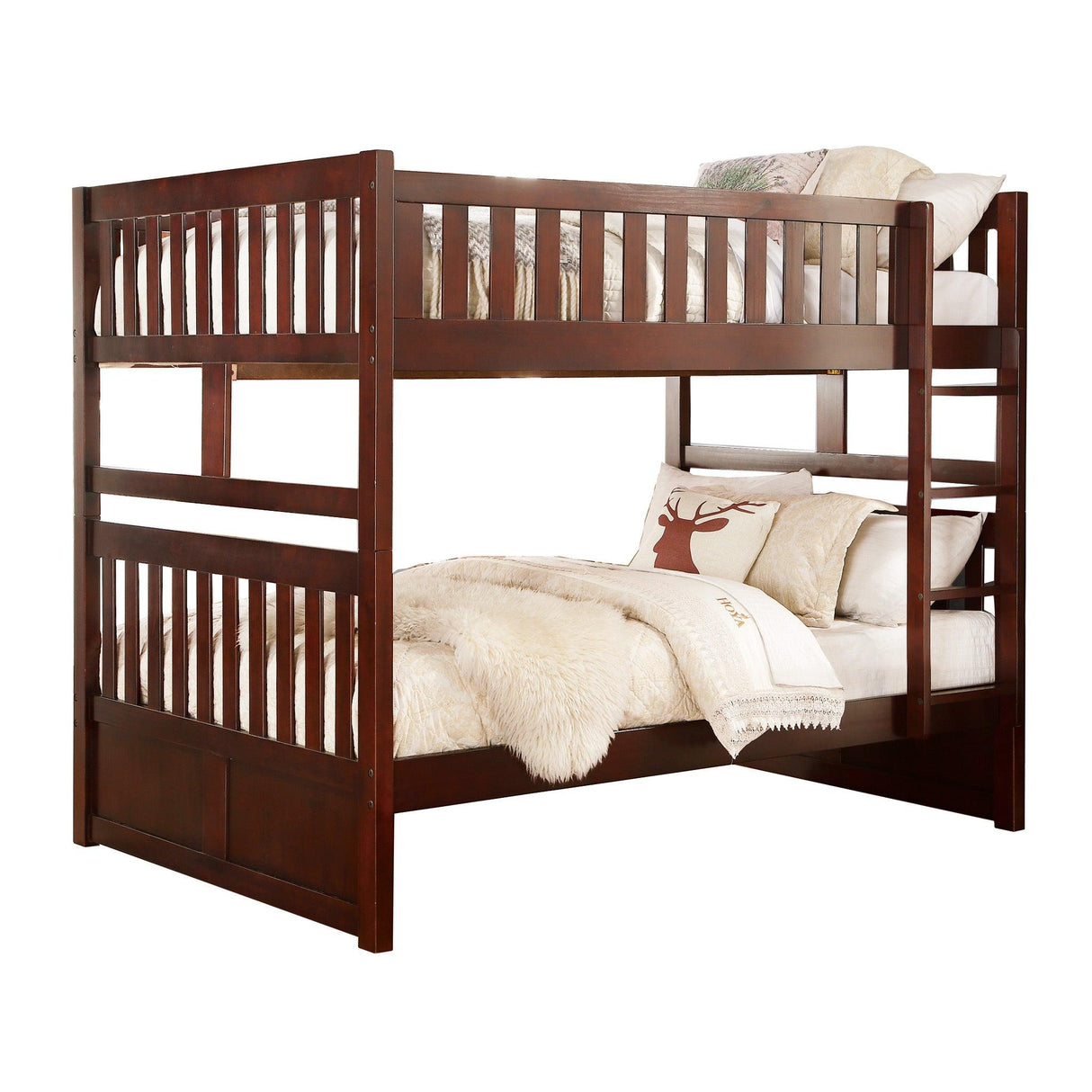 Rowe Dark Cherry Full/Full Bunk Bed by Homelegance at Eve Furniture