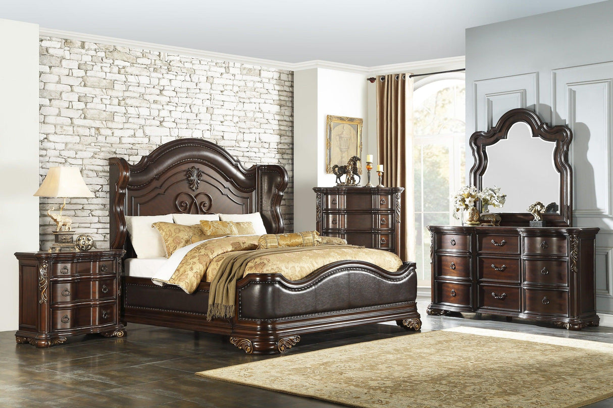 Royal Highlands Rich Cherry Upholstered Panel Bedroom Set by Homelegance at Eve Furniture