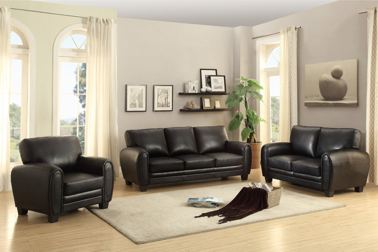 Rubin Black Faux Leather Loveseat by Homelegance at Eve Furniture