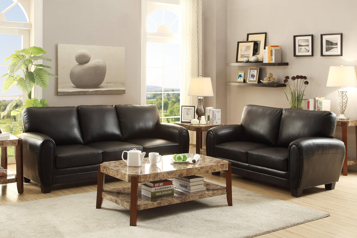 Rubin Black Faux Leather Loveseat by Homelegance at Eve Furniture