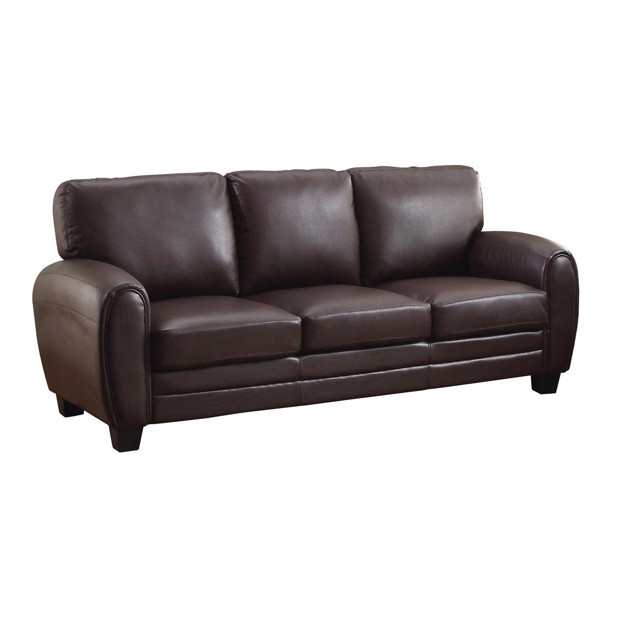 Rubin Dark Brown Faux Leather Sofa by Homelegance at Eve Furniture