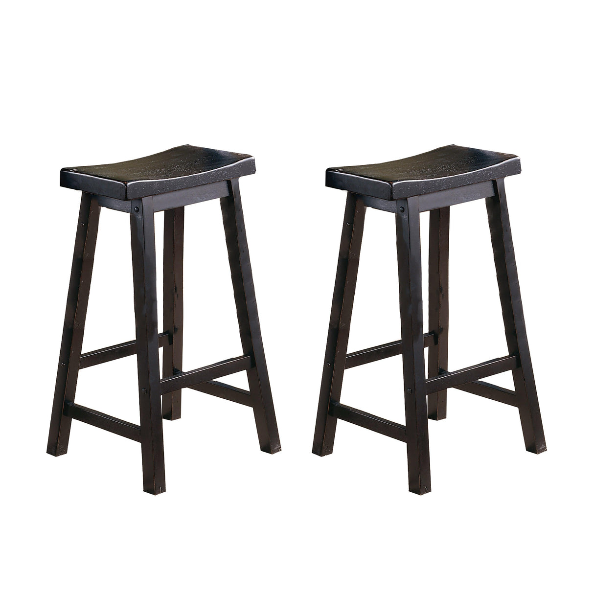 Saddleback Black Pub Height Stool, RTA, Set of 2 by Homelegance at Eve Furniture