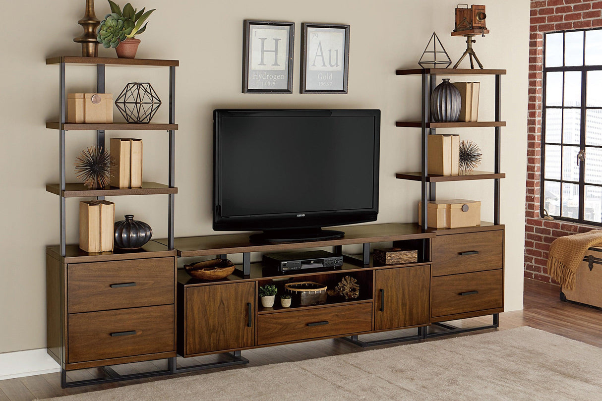 Sedley Walnut/Rustic Black TV Stand by Homelegance at Eve Furniture