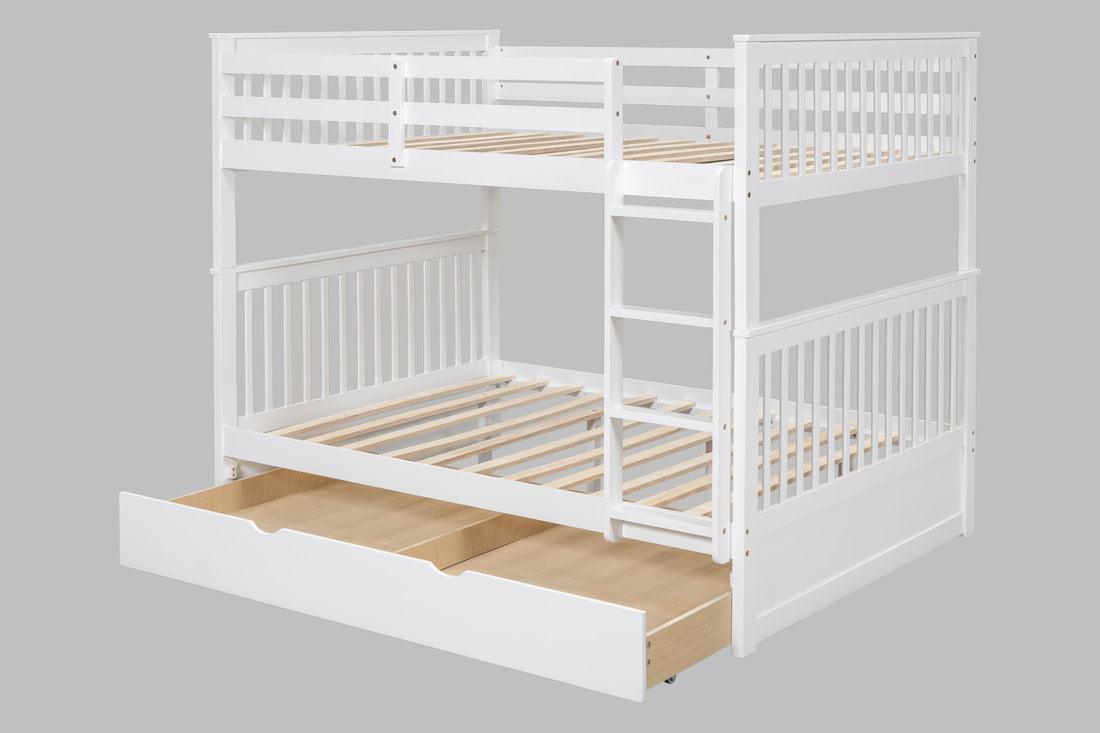 Stack White Full/Full Bunk Bed w/Twin Trundle by Happy Homes at Eve Furniture