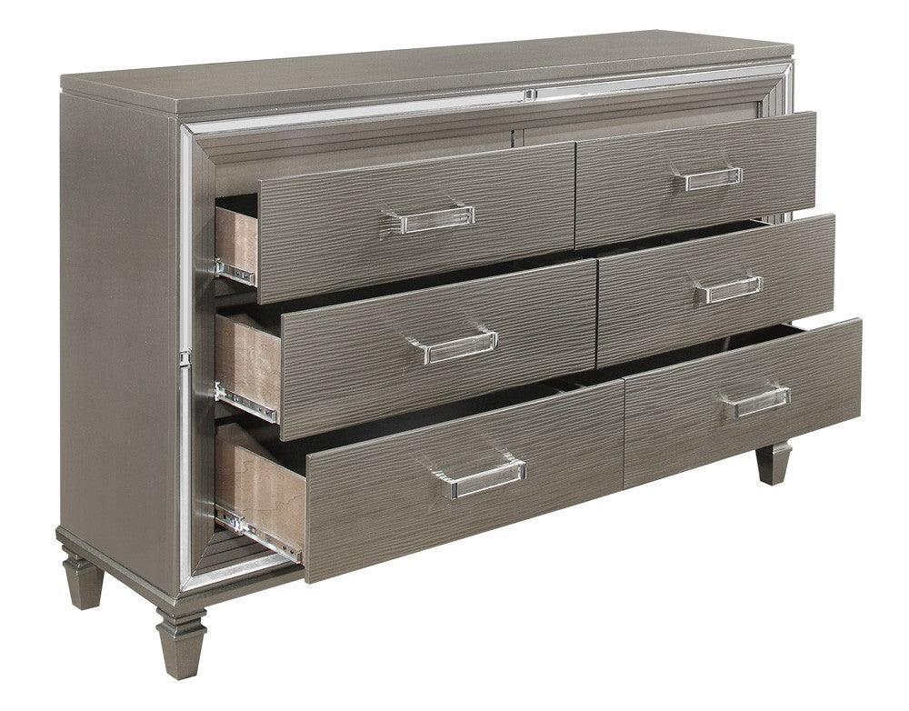 Tamsin Silver/Gray Metallic Dresser by Homelegance at Eve Furniture