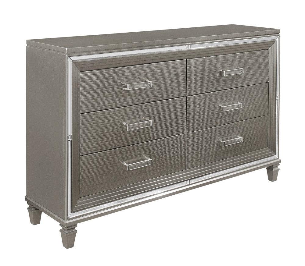 Tamsin Silver/Gray Metallic LED Upholstered Storage Platform Bedroom Set by Homelegance at Eve Furniture
