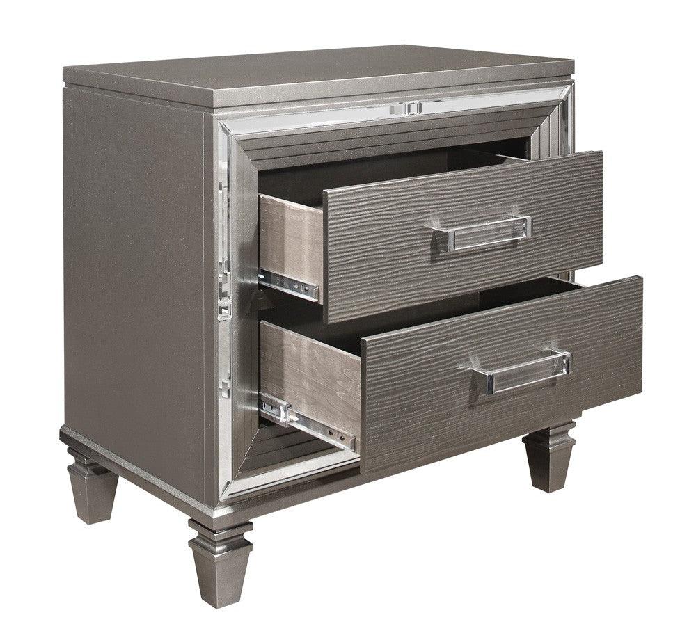 Tamsin Silver/Gray Metallic Nightstand by Homelegance at Eve Furniture