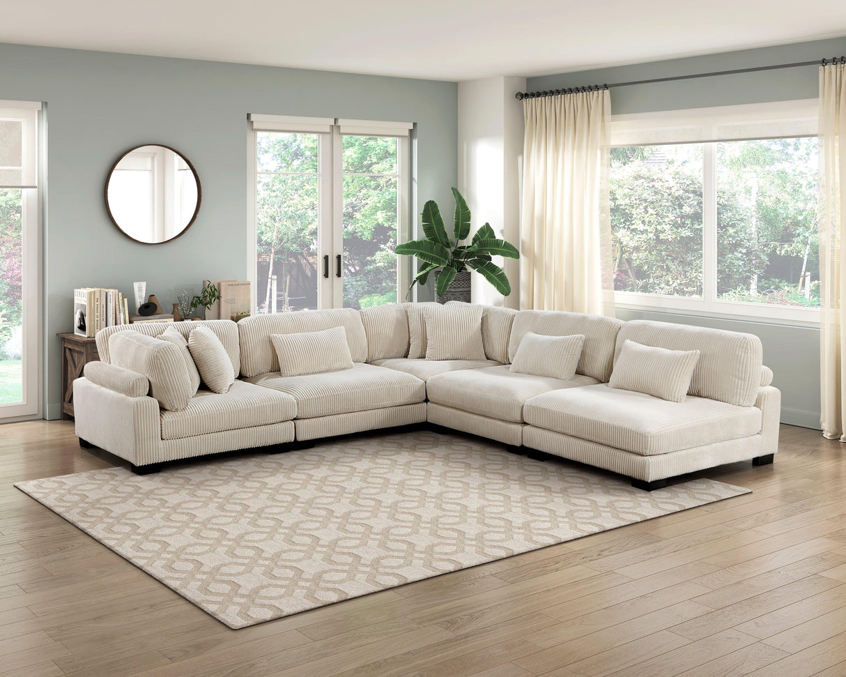 Traverse Beige Corduroy 5-Piece Modular Sectional by Homelegance at Eve Furniture