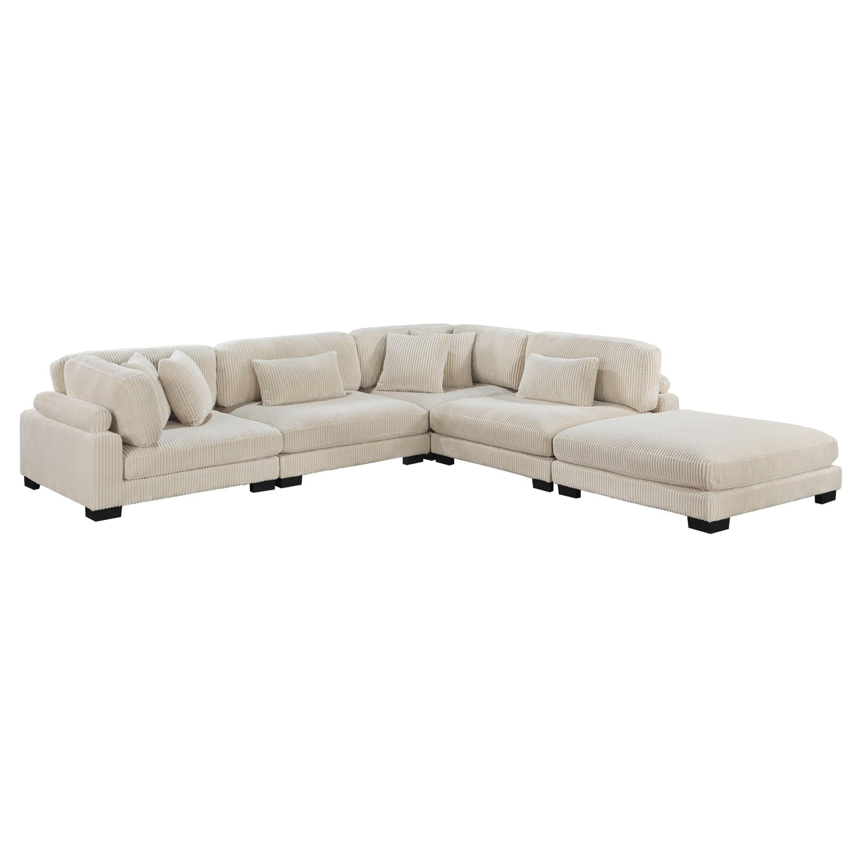 Traverse Beige Corduroy 5-Piece Modular Sectional with Ottoman by Homelegance at Eve Furniture