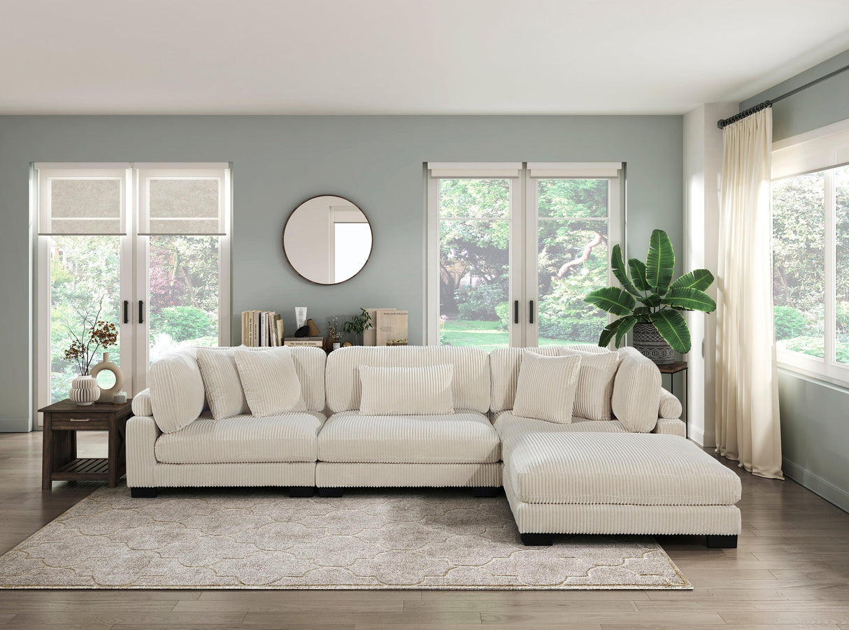 Traverse Beige Corduroy Corner Seat by Homelegance at Eve Furniture