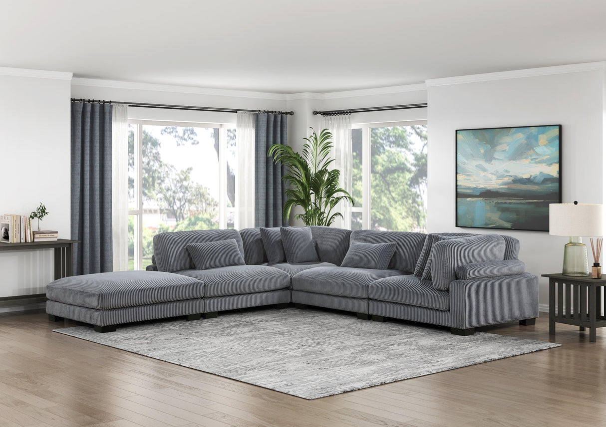 Traverse Gray Corduroy 4-Piece Modular Sectional by Homelegance at Eve Furniture