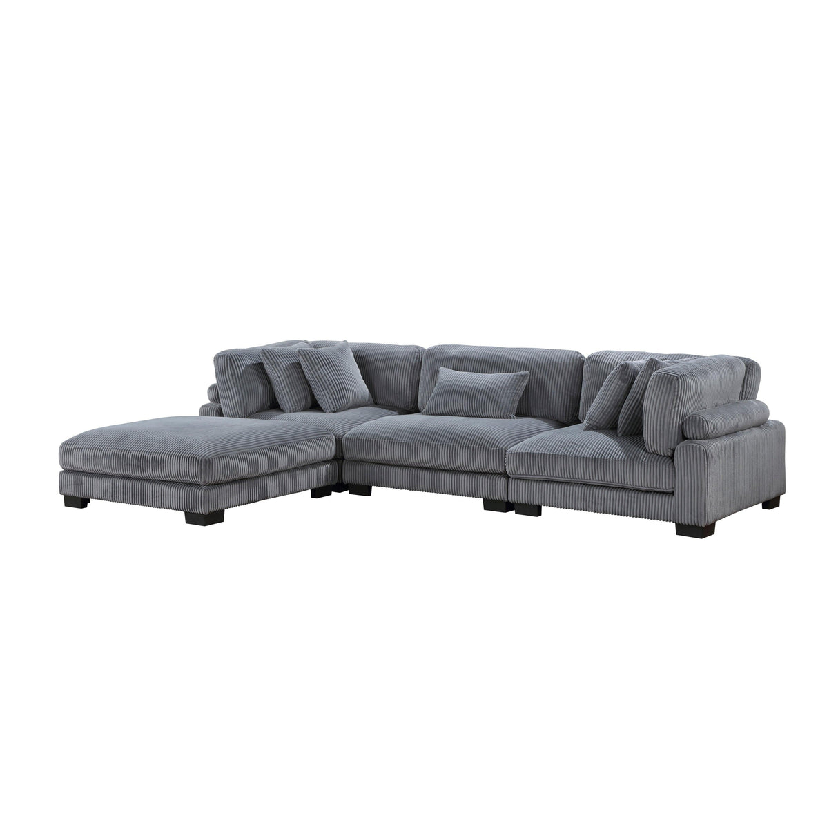 Traverse Gray Corduroy 4-Piece Modular Sectional with Ottoman by Homelegance at Eve Furniture