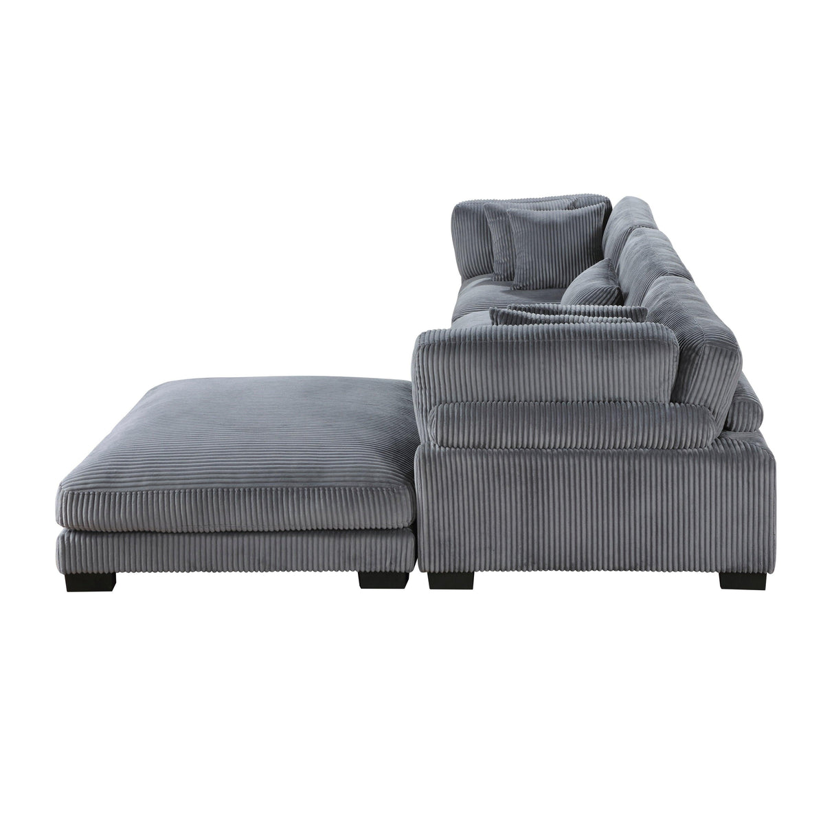 Traverse Gray Corduroy 4-Piece Modular Sectional with Ottoman by Homelegance at Eve Furniture