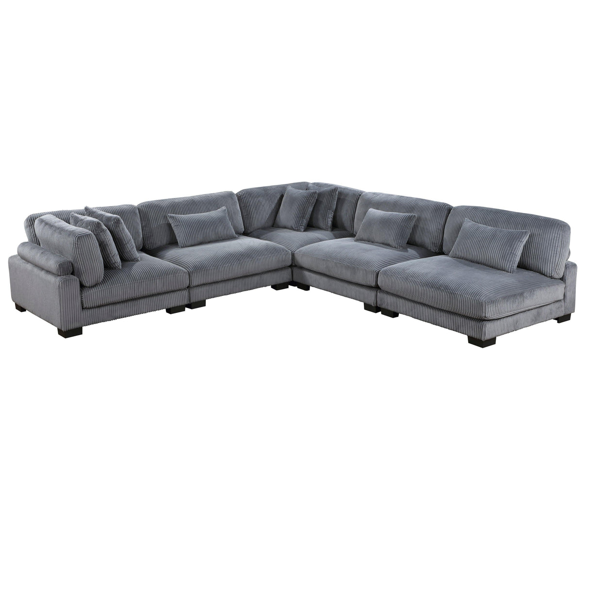 Traverse Gray Corduroy 5-Piece Modular Sectional by Homelegance at Eve Furniture