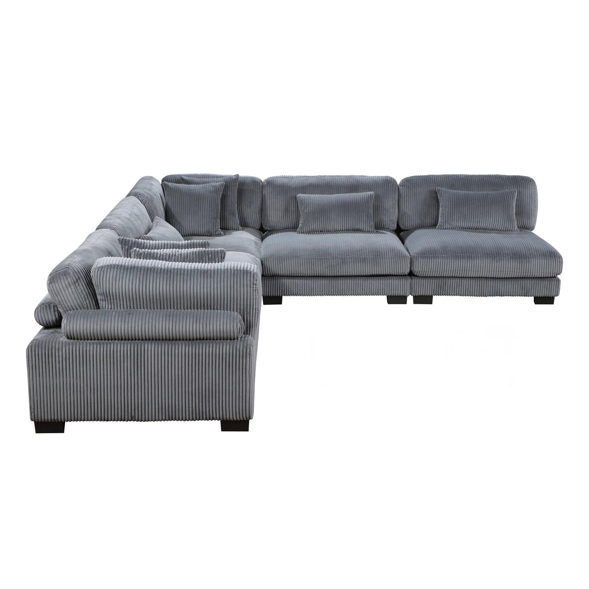Traverse Gray Corduroy 5-Piece Modular Sectional by Homelegance at Eve Furniture