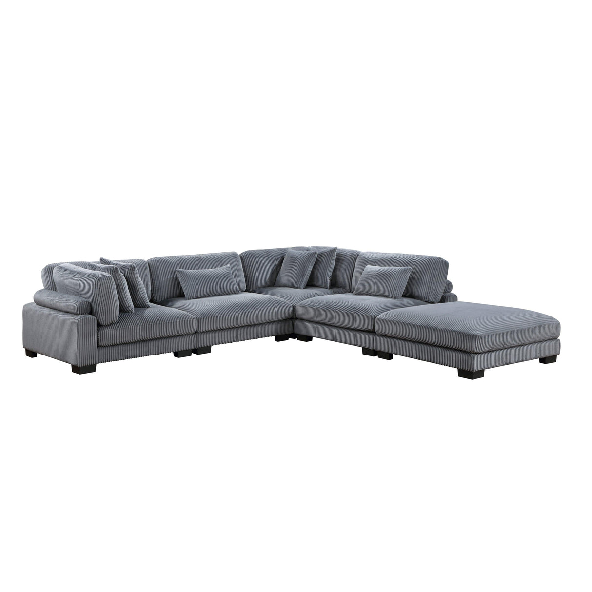 Traverse Gray Corduroy 5-Piece Modular Sectional with Ottoman by Homelegance at Eve Furniture