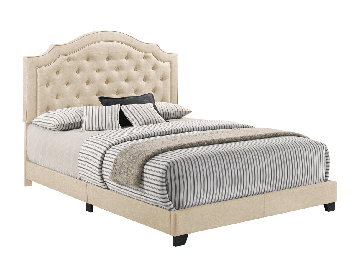 Truva Beige Upholstered King Bed by Homelegance at Eve Furniture