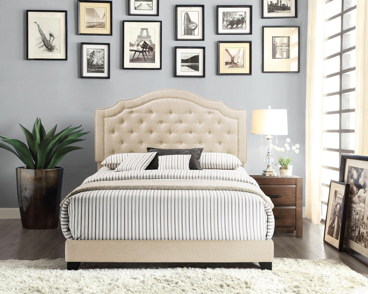 Truva Beige Upholstered King Bed by Homelegance at Eve Furniture