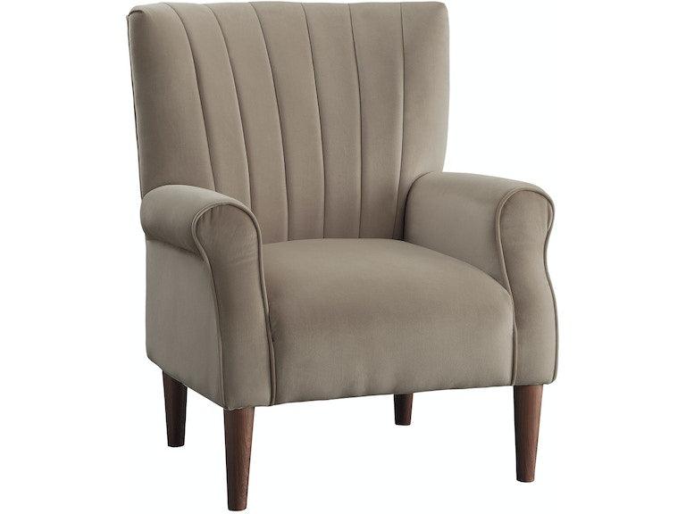 Urielle Brown Gray Velvet Accent Chair by Homelegance at Eve Furniture
