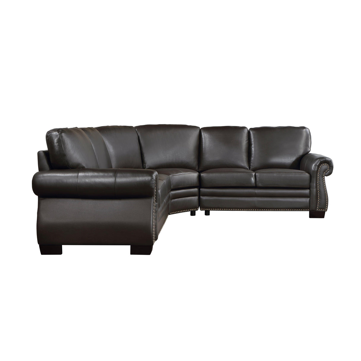 Wareham Dark Brown Leather 3-Piece Sectional by Homelegance at Eve Furniture