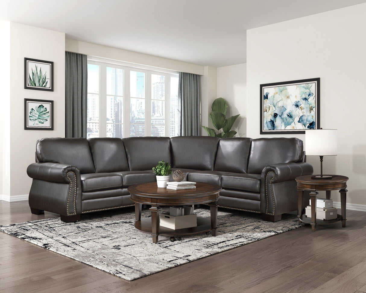 Wareham Dark Brown Leather 3-Piece Sectional by Homelegance at Eve Furniture