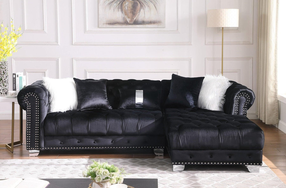 Yaz Black 2-Piece Right Arm Facing (RAF) Sectional by New Era Innovations at Eve Furniture