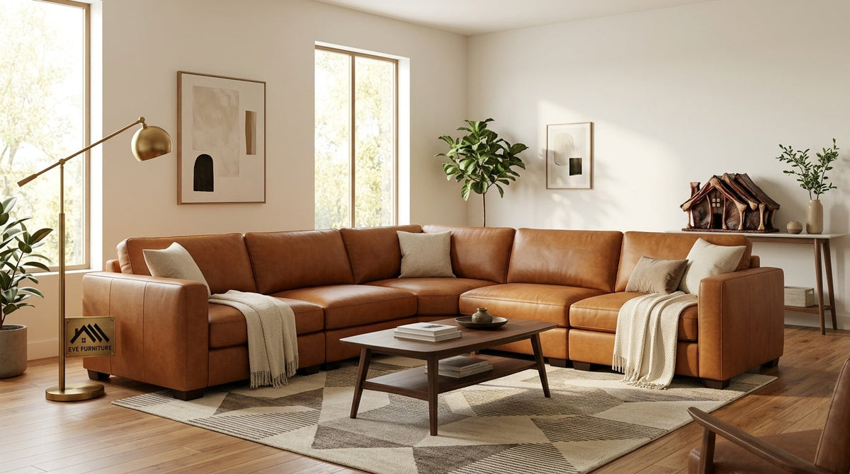 The Ultimate Ashley Emilia Leather Modular Sectional Review: Caramel Luxury & Sizing