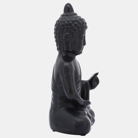 10", Black Ceramic Seated Buddha