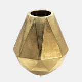 10" Geometric Deco Vase, Gold