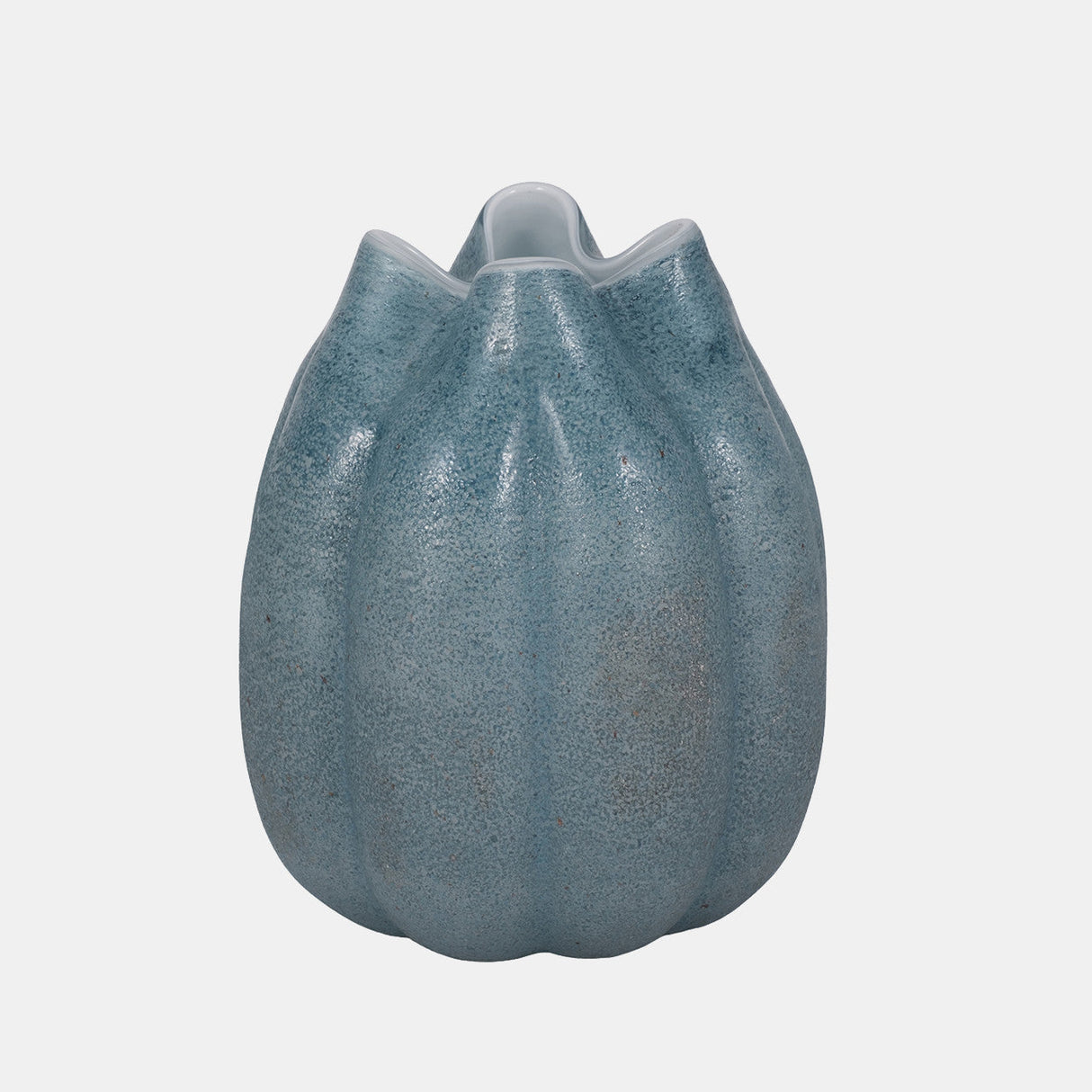 10" Glass Sea Urchin Vase, Blue