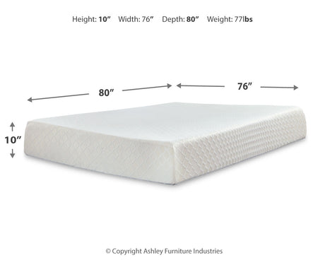 10 Inch Chime Memory Foam Mattress with Adjustable Base in White