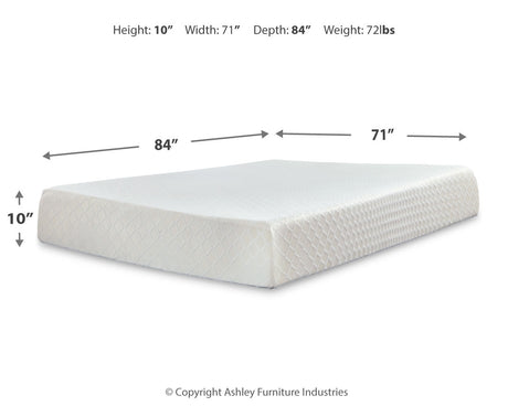 10 Inch Chime Memory Foam Mattress with Adjustable Base in White