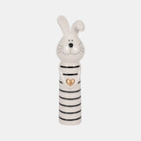 10" Lines Bunny With Gold Heart, White/black