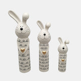 10" Squiggly Bunny With Gold Heart, White/black