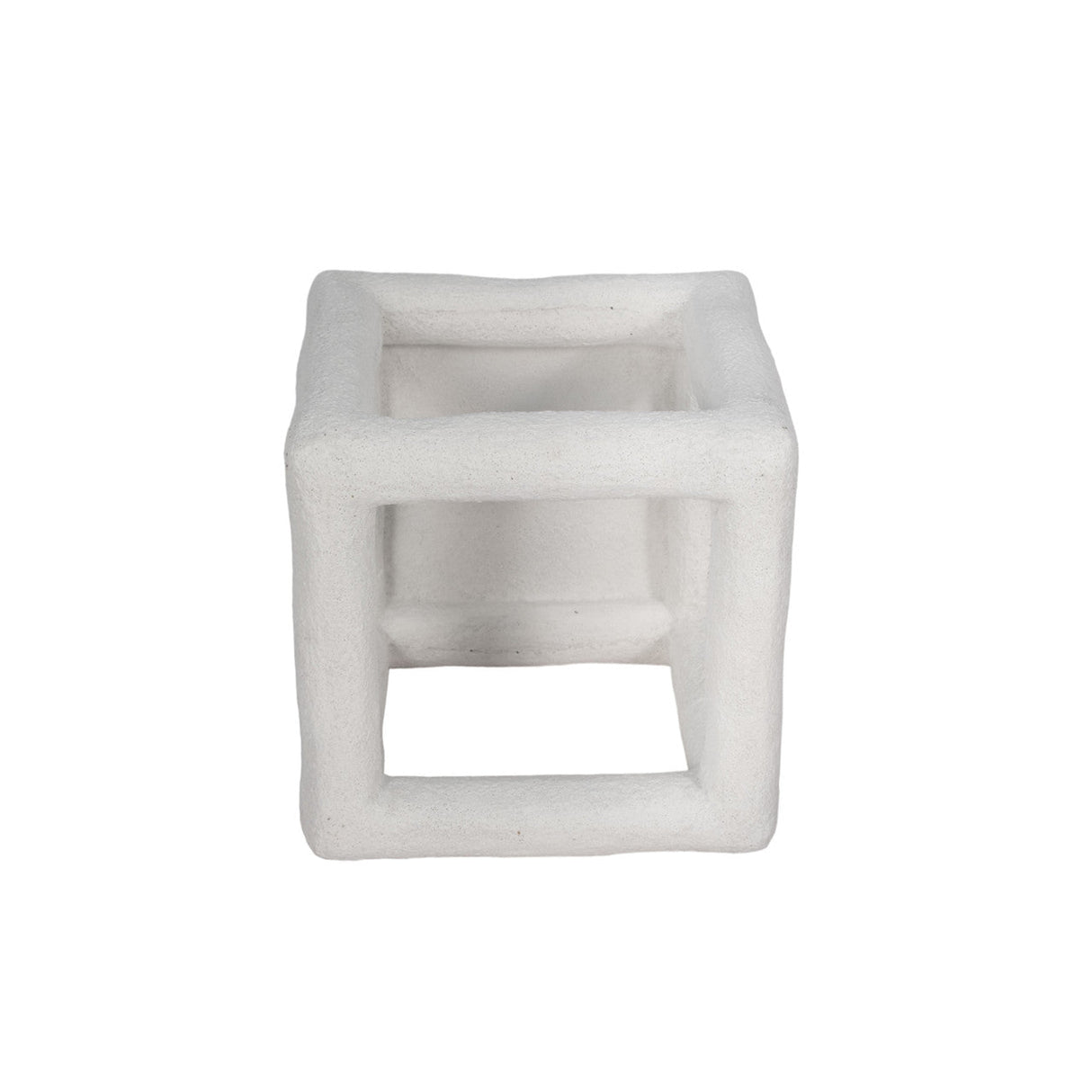 10" Textured Open Square Object, White