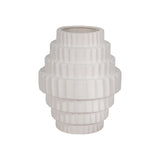 10" Textured Staggered Vase, White