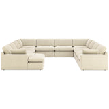 Elyza Linen 10-Piece LAF Chaise Sectional