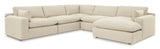 Elyza Linen 5-Piece RAF Chaise Sectional